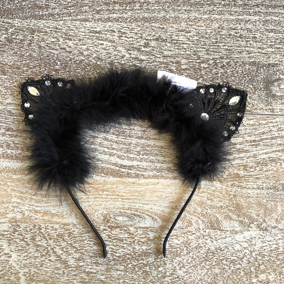 Topshop Accessories - TopShop Gem Lace and Feather Cat Ears